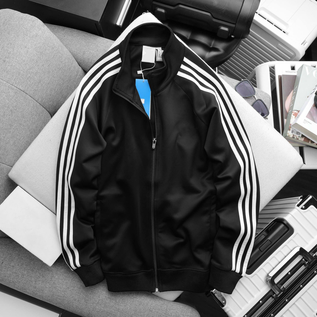 Áo Khoác Bomber Loại 1 Adidas Thể Thao Nam Nỉ Dày Co Giãn Áo Khoác 3 Sọc kẻ Trắng NAM NỮ