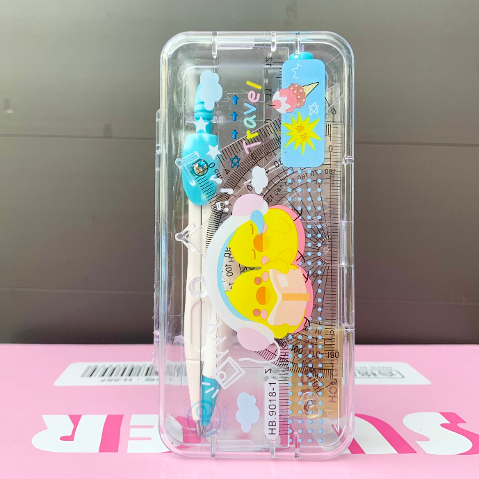 Bộ Compa Chì Kim 7 Chi Tiết, Bộ Đồ Dùng Học Sinh Dễ Thương