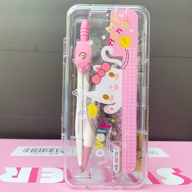 Bộ Compa Chì Kim 7 Chi Tiết, Bộ Đồ Dùng Học Sinh Dễ Thương