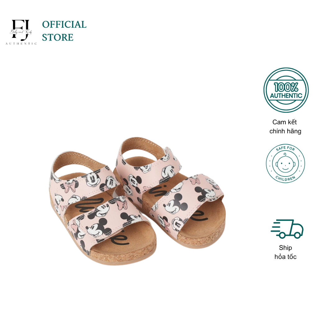Sandal mickey hồng bé gái HM dép quai dán hở ngón chất liệu polyurethane chính hãng cho bé size [20-22UK]