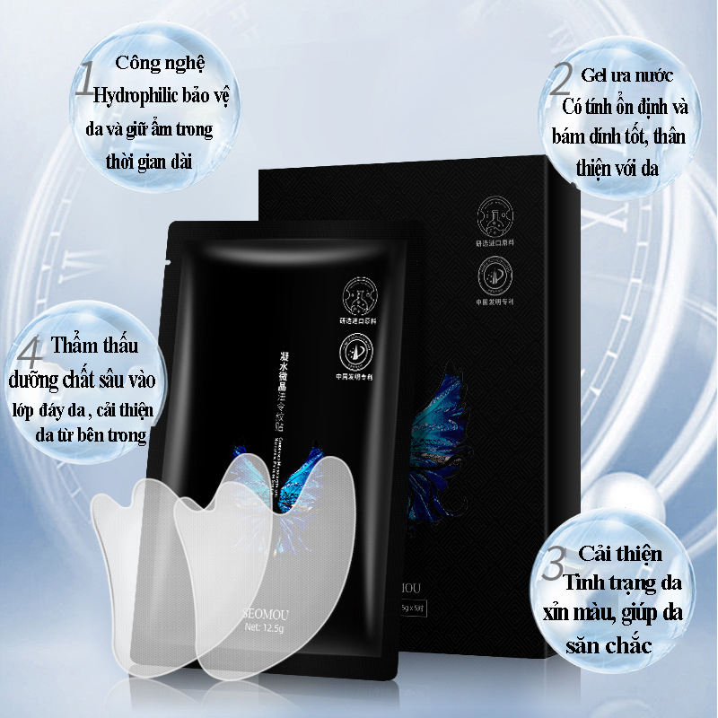 Set 1 HỘP Mặt nạ dưỡng da vùng chán, rãnh cười, khóe miệng giảm nhăn, chống lão hóa, dưỡng ẩm cho da M11