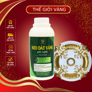500ml keo dát vàng gốc nước sử dụng ngay, không cần pha chế, keo màu vàng dễ nhận biết khi quét dùng dát dừa, thạch cao