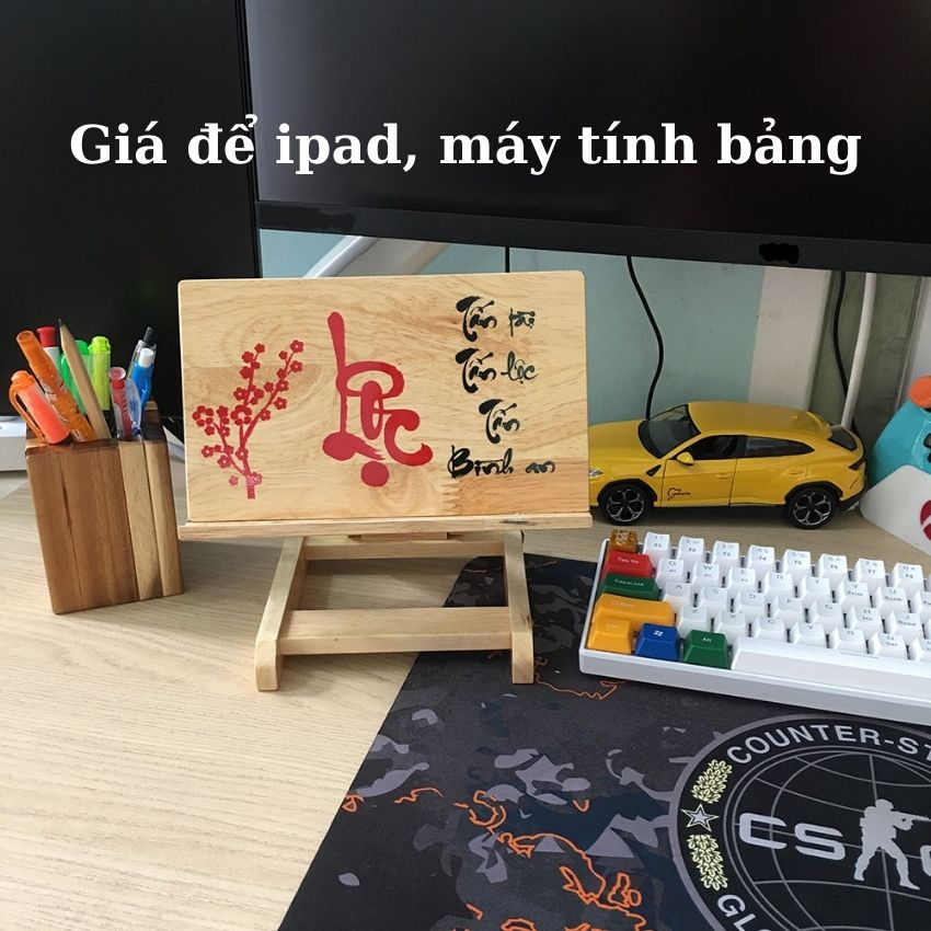 Giá đỡ ipad, máy tính bảng bằng gỗ có thể gấp gọn, bền chắc, kích thước to Shop Gỗ Xinh