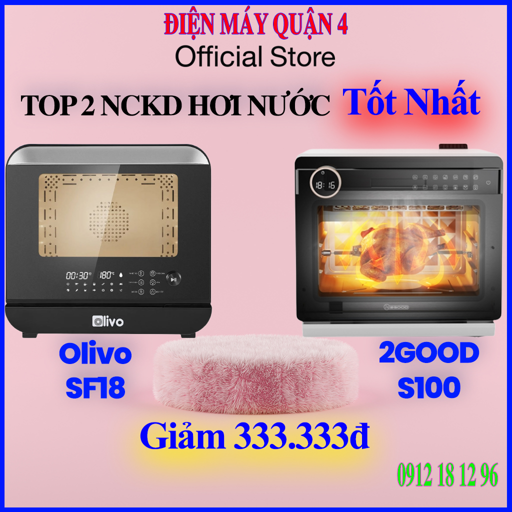 [Top 2 NCKD] Nồi Chiên Hơi Nước OLIVO SF18 (18 Lít) / Nồi Chiên Không Dầu 2GOOD S100 (20 Lít)