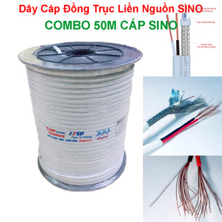 [Combo 50M] Cáp đồng trục {Liền Nguồn} SINO RG59 có bọc bạc chống nhiễu, dây cáp dùng để kết nối tín hiệu Camera.