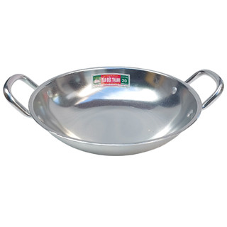 Chảo nhôm đáy bầu loại dầy Tân Đức Thành hiệu Bông Sen từ năm 1972 - Chảo nhôm sâu lòng 2 quai