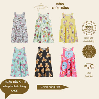 Váy bé gái HM đầm sát nách cotton chính hãng size 2-4y