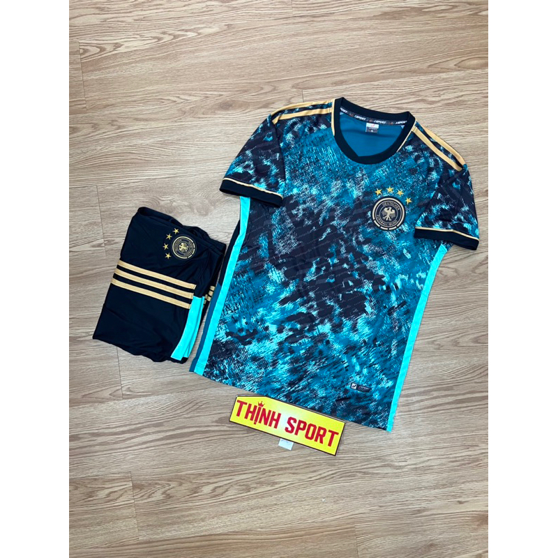 Quần áo bóng đá vải thun lạnh tuyển Đức màu xanh rêu in tên số theo yêu cầu