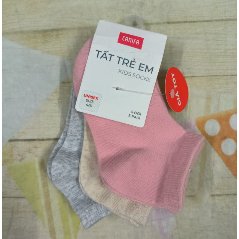 Pack 5 đôi tất unisex trẻ em Canifa