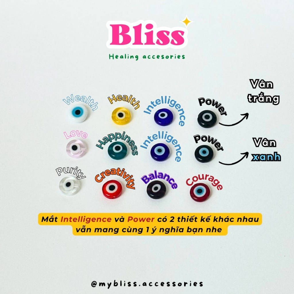 Vòng tay Evil Eye dây wax mix 2 màu Bliss Accessories