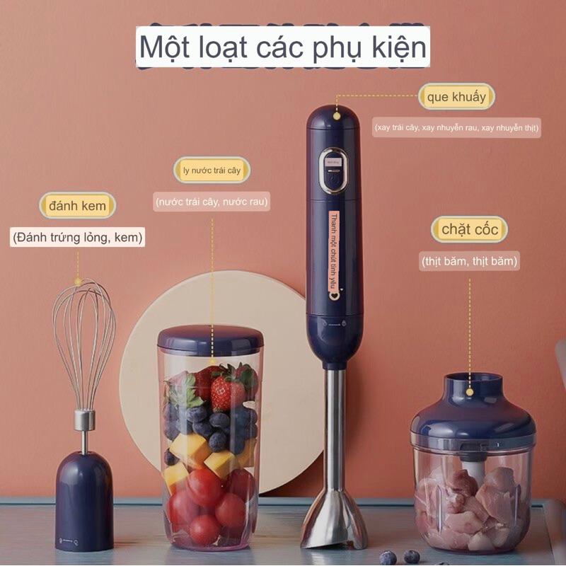 Bộ Máy Xay Dầm Đa Năng Không Dây 3 In 1 BEAR JBQ-B04L1 - Cáo Đeo Nơ