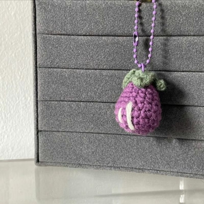 Móc Khóa Len Cà Tím mini