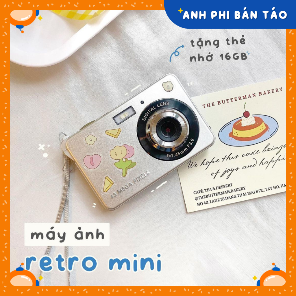 Máy Quay Chụp Ảnh Retro Mini Chất Lượng Hình Ảnh 48MP Siêu Mỏng