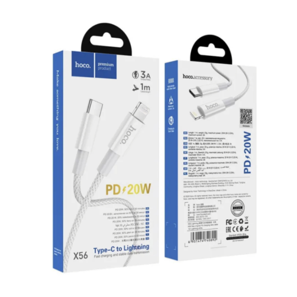 Cáp sạc nhanh PD 20W Hoco X56 cao cấp bọc dù dài 1m Dây sạc nhanh