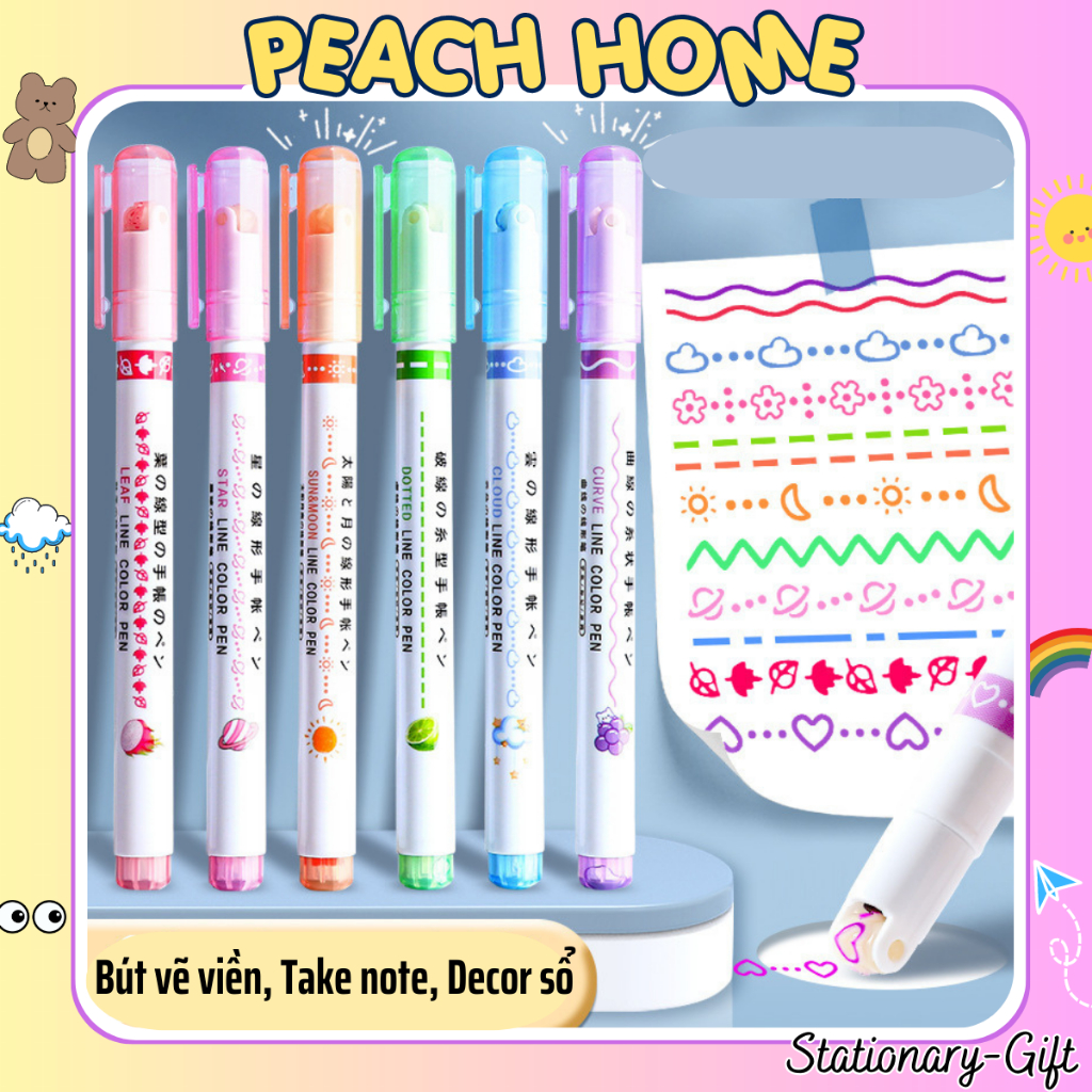 Bút Vẽ Viền / Take Note / Tạo Khối / Decor Sổ Vở / Bullet Journal Nhiều Màu Cây Viết Đánh Dấu Dòng T