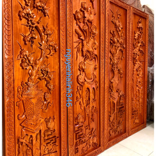 Bộ Tranh Tứ Bình Gỗ Hương Cao Cấp