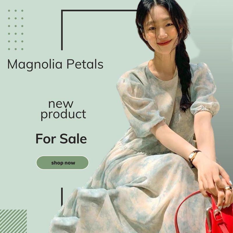 Váy voan hoa xanh loang pastel thun eo xòe dài bồng bồng vintage tiểu thư nhẹ nhàng (LinhLan.ORDER)
