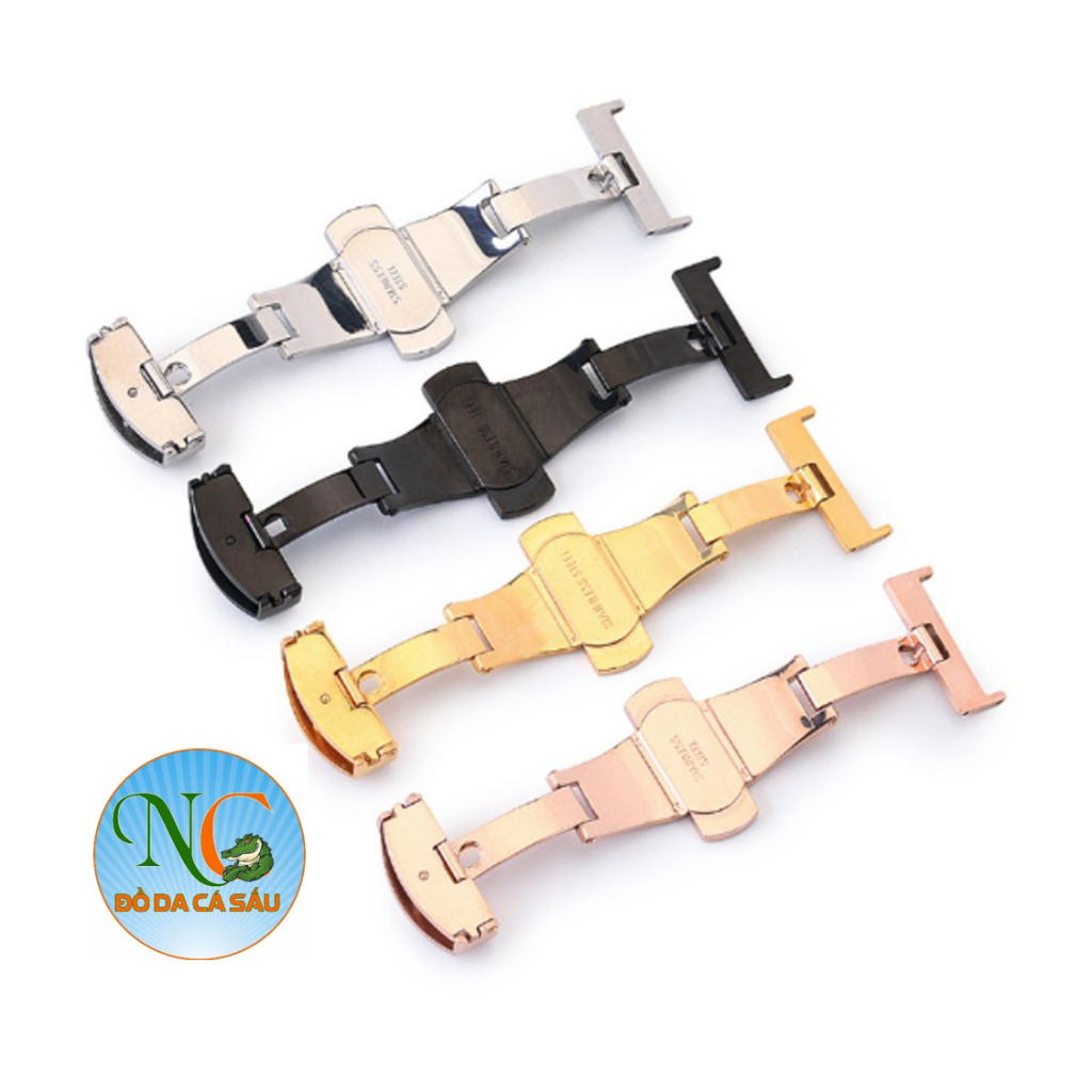 KHÓA BƯỚM đồng hồ ĐÔI thép không gỉ dùng cho dây da
