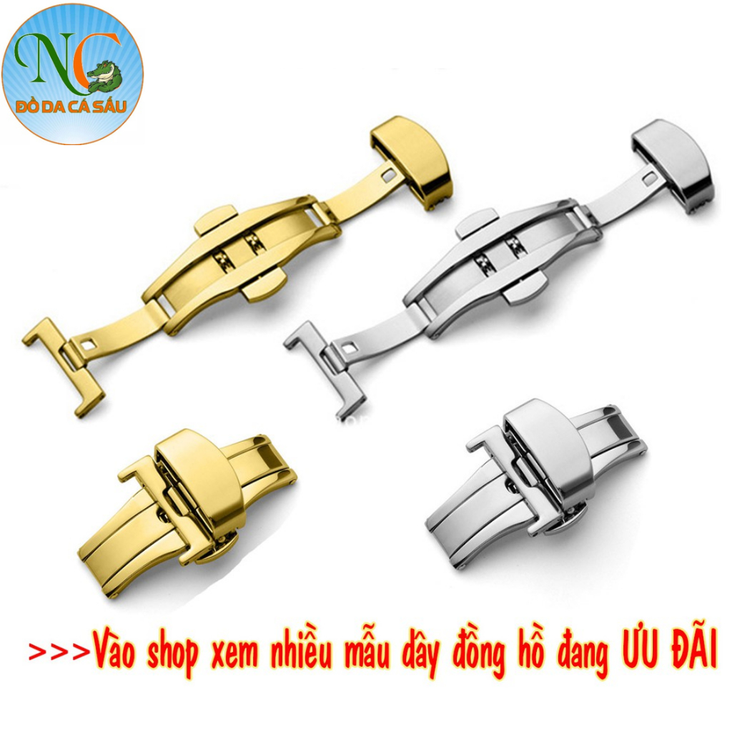 KHÓA BƯỚM đồng hồ ĐÔI thép không gỉ dùng cho dây da
