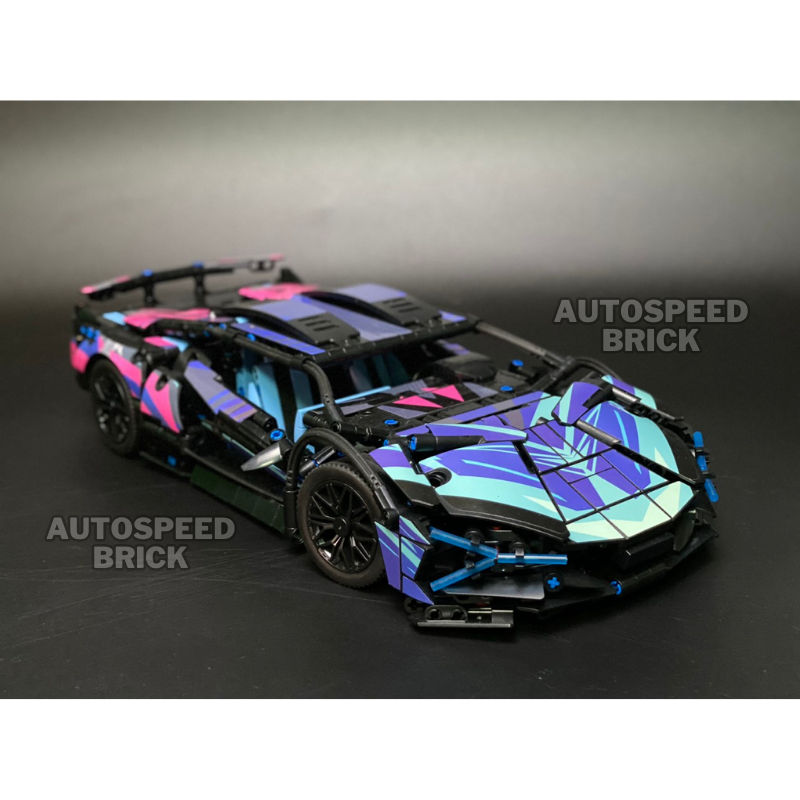 Mô hình lắp ráp siêu xe lambogini cyperpunk tỉ lệ 1:14 , đồ chơi lắp ráp xe lamboghini phối màu cype