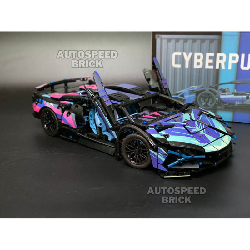 Mô hình lắp ráp siêu xe lambogini cyperpunk tỉ lệ 1:14 , đồ chơi lắp ráp xe lamboghini phối màu cype