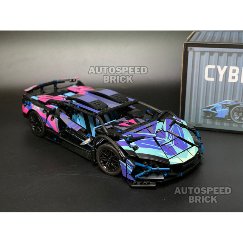 Mô hình lắp ráp siêu xe lambogini cyperpunk tỉ lệ 1:14 , đồ chơi lắp ráp xe lamboghini phối màu cype