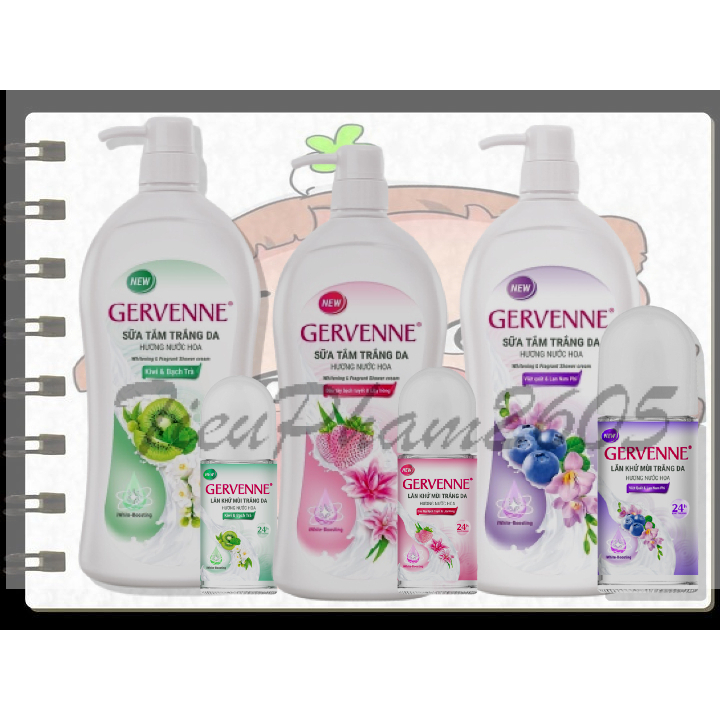 Combo Gervenne Sữa tắm 900g+ Lăn Khử Mùi Gervenne 50ml.