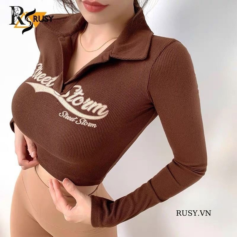 Áo Thun Nữ Dài Tay CroptopThun Mềm Mại Cao Cấp RUSY