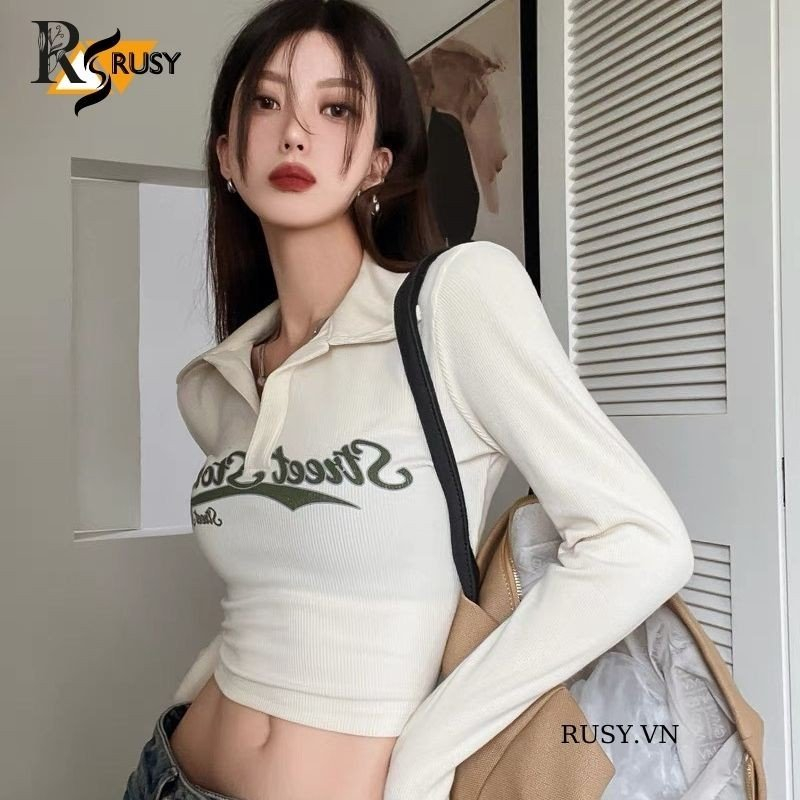 Áo Thun Nữ Dài Tay CroptopThun Mềm Mại Cao Cấp RUSY
