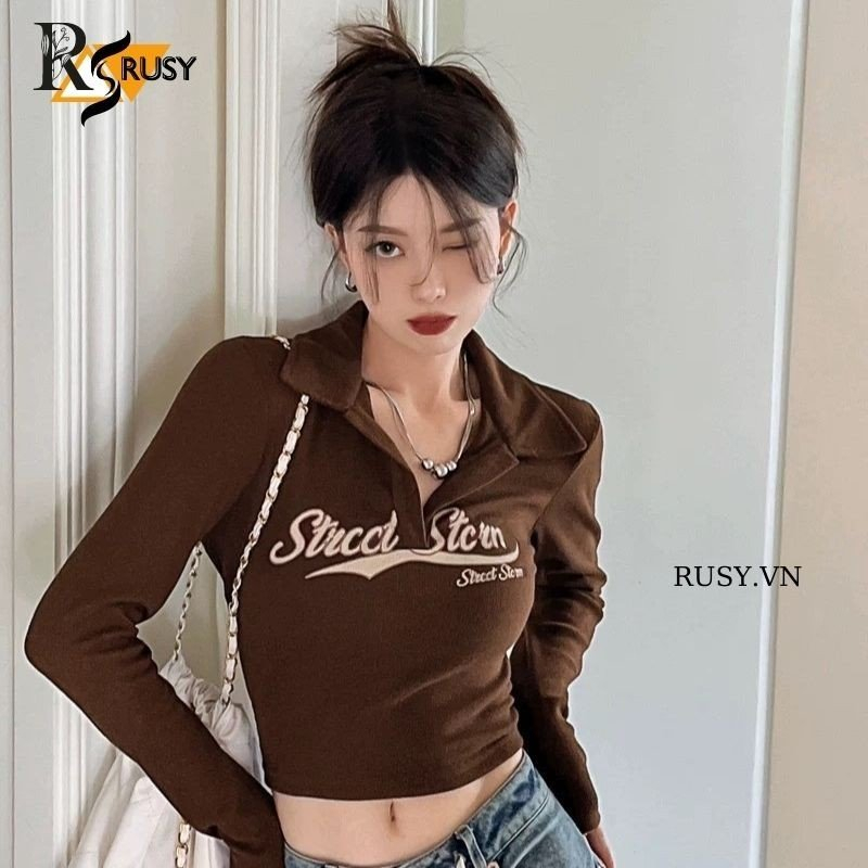 Áo Thun Nữ Dài Tay CroptopThun Mềm Mại Cao Cấp RUSY