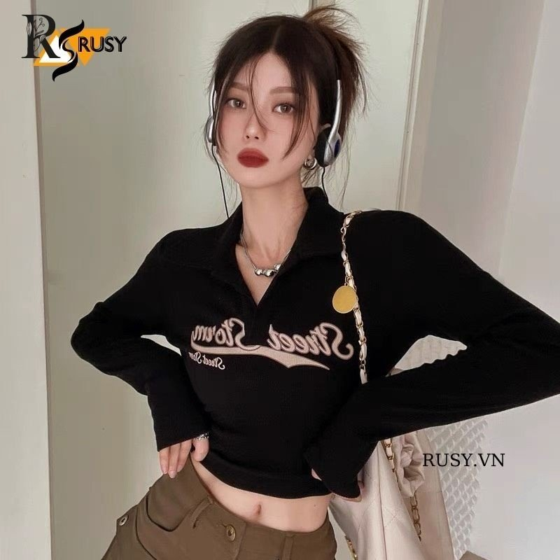 Áo Thun Nữ Dài Tay CroptopThun Mềm Mại Cao Cấp RUSY