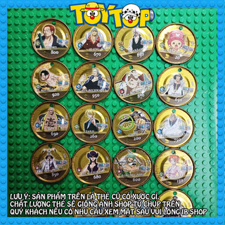 [Một thẻ] Thẻ bài Toonies One Piece ( thẻ vàng gold tròn lỗ ) bản 2nd xước trầy khá nhiều: Mũ rơm Luffy phân loại 2