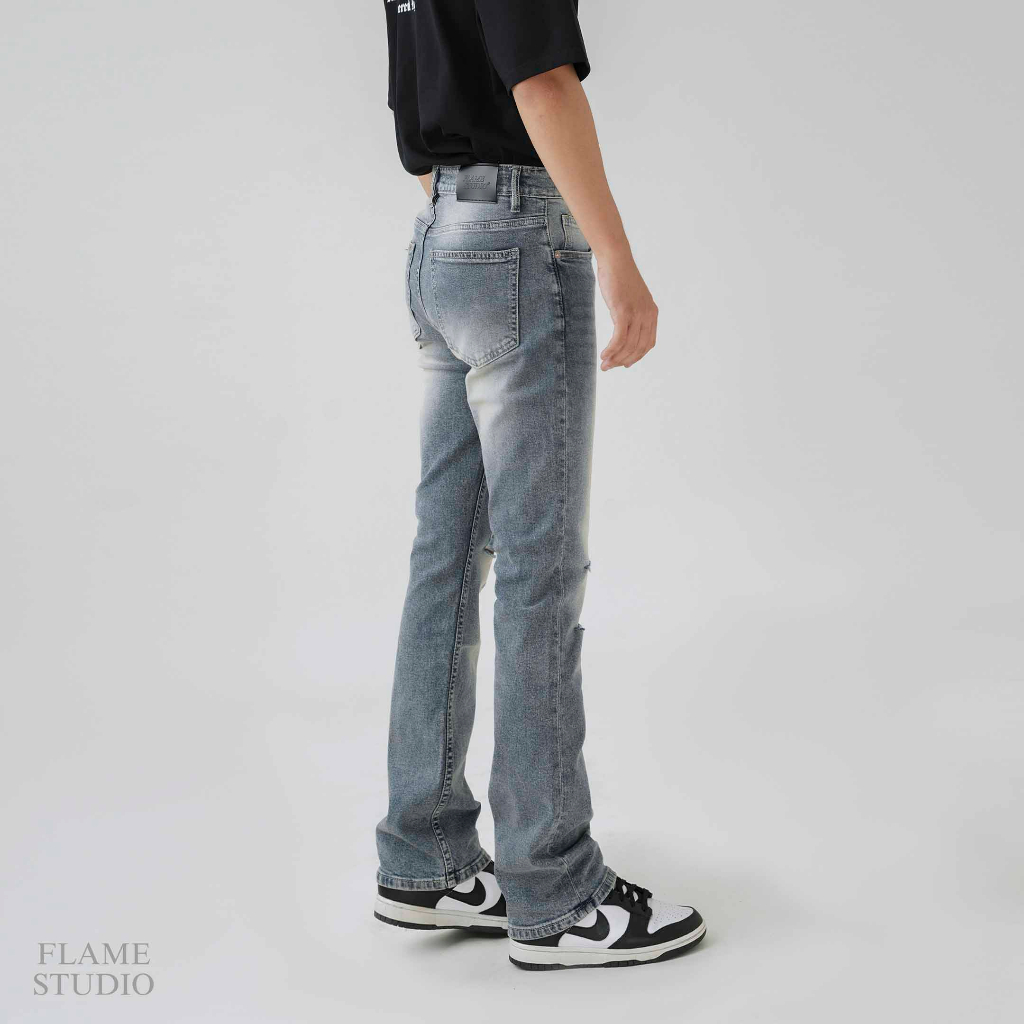 FLARE DENIM in BLUE RETRO, QUẦN JEAN NAM ỐNG LOE màu xanh retro