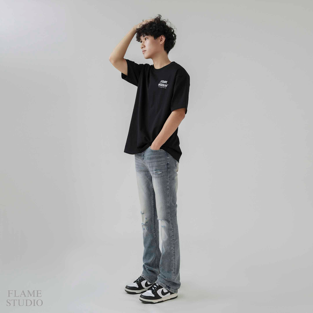 FLARE DENIM in BLUE RETRO, QUẦN JEAN NAM ỐNG LOE màu xanh retro