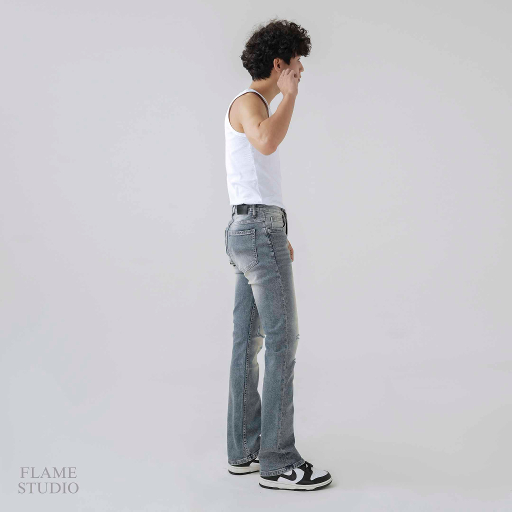 FLARE DENIM in BLUE RETRO, QUẦN JEAN NAM ỐNG LOE màu xanh retro