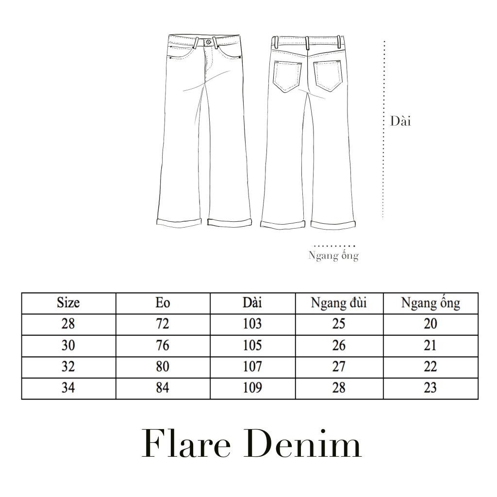 FLARE DENIM in BLUE RETRO, QUẦN JEAN NAM ỐNG LOE màu xanh retro