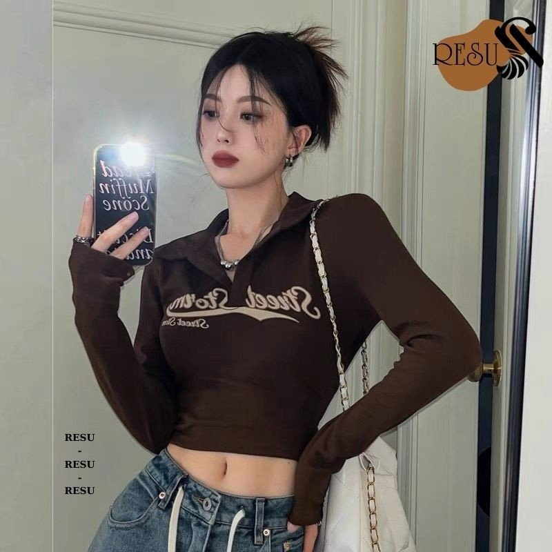 Áo Thun Nữ Dài Tay CroptopThun Mềm Mại Cao Cấp RESU