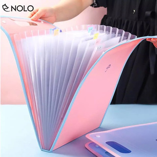 Túi đựng hồ sơ giấy a4 12 ngăn có quai sách , Nhiều màu