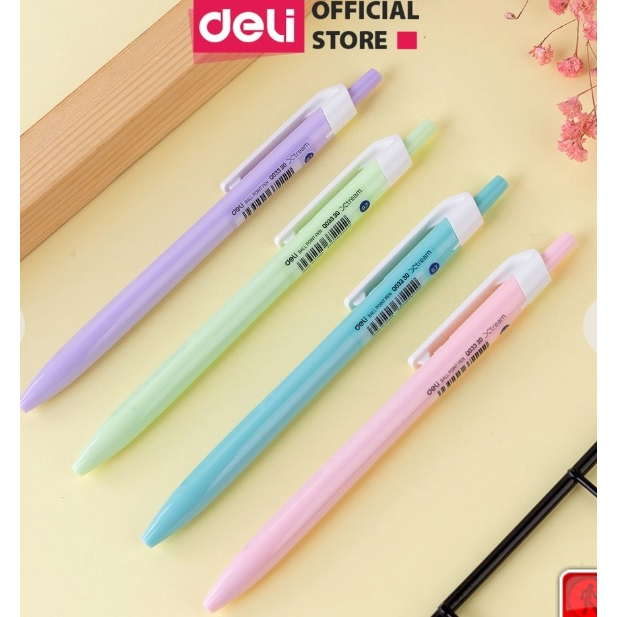 Bút bi bấm mực xanh ngòi 0.7mm - DELI Q03336