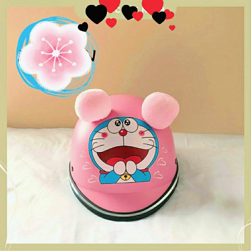 🏰 HCM 🏰 Mũ / Nón bảo hiểm 2-5 tuổi hình thú Đôremon - mèo Kity - pikachu có tai