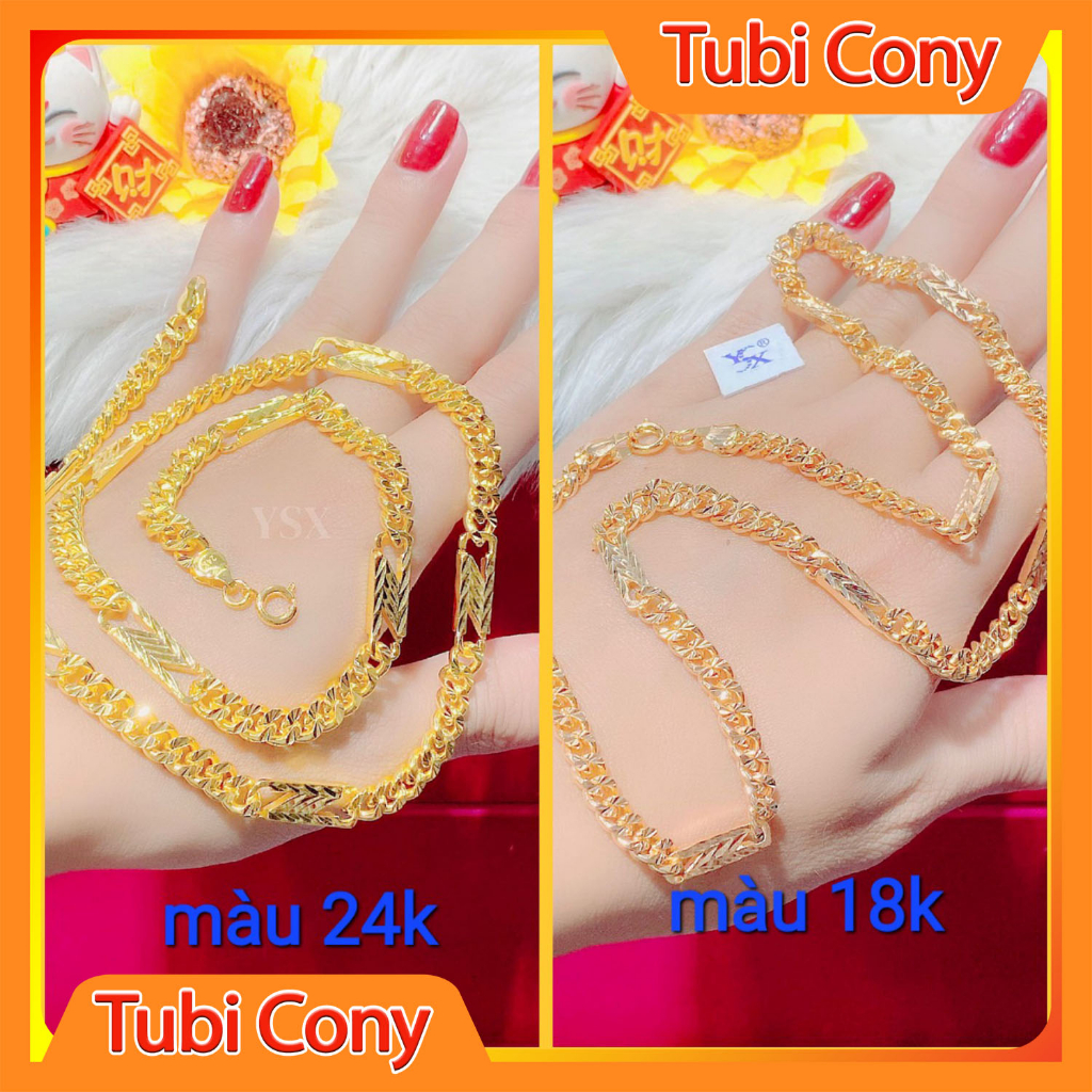 Dây chuyền nam nữ mạ vàng 18k kiểu xoắn thời thượng D02.130823 - Tubi Cony- Mang đi chơi, đi tiệc rất đẹp