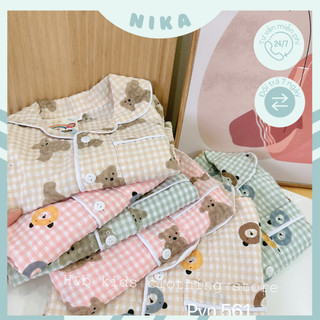 Bộ pijama dài tay chất đũi siêu xinh cho bé trai gái
