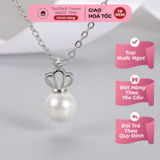 Mặt Dây Chuyền Vương Miện Xỏ Ngang Chấu Rỗng Đính Hạt Ngọc Trai 8ly Tròn Đều - Ngọc Trai Trường Thịnh
