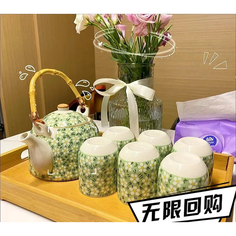 BỘ ẤM TRÀ GỐM SỨ  HÌNH HOA NHÍ VINTAGE CÓ LÕI LỌC