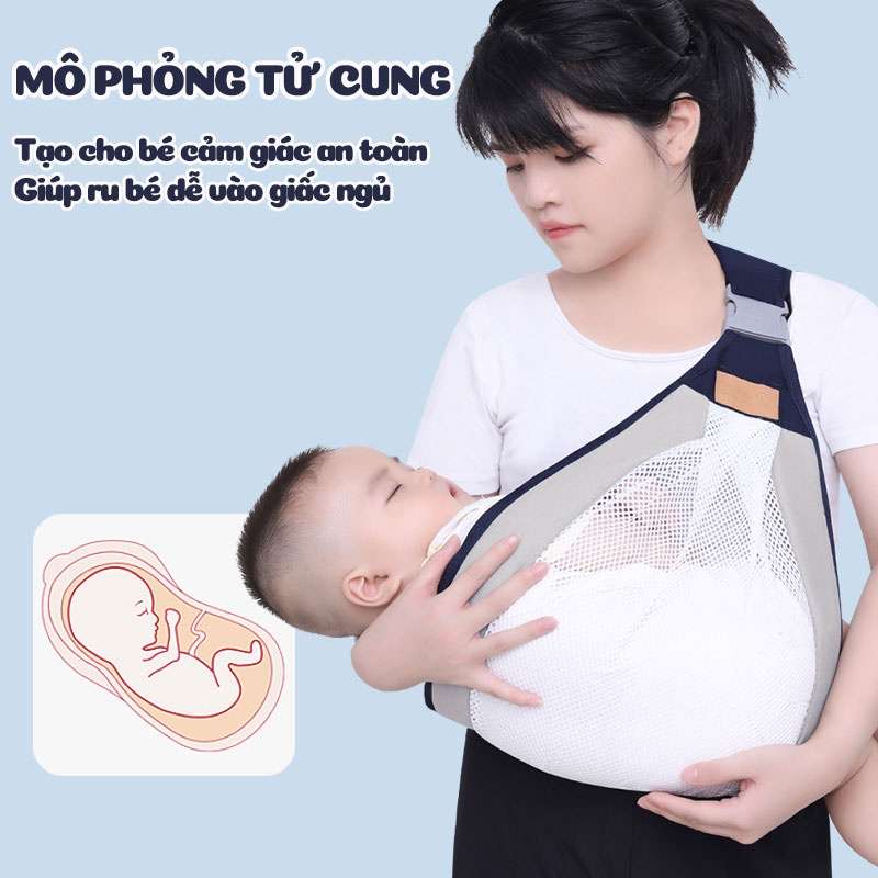 Địu em bé sơ sinh, địu cho bé, địu vải dạng lưới thông thoáng BECON cho bé 0-36 tháng tuổi.