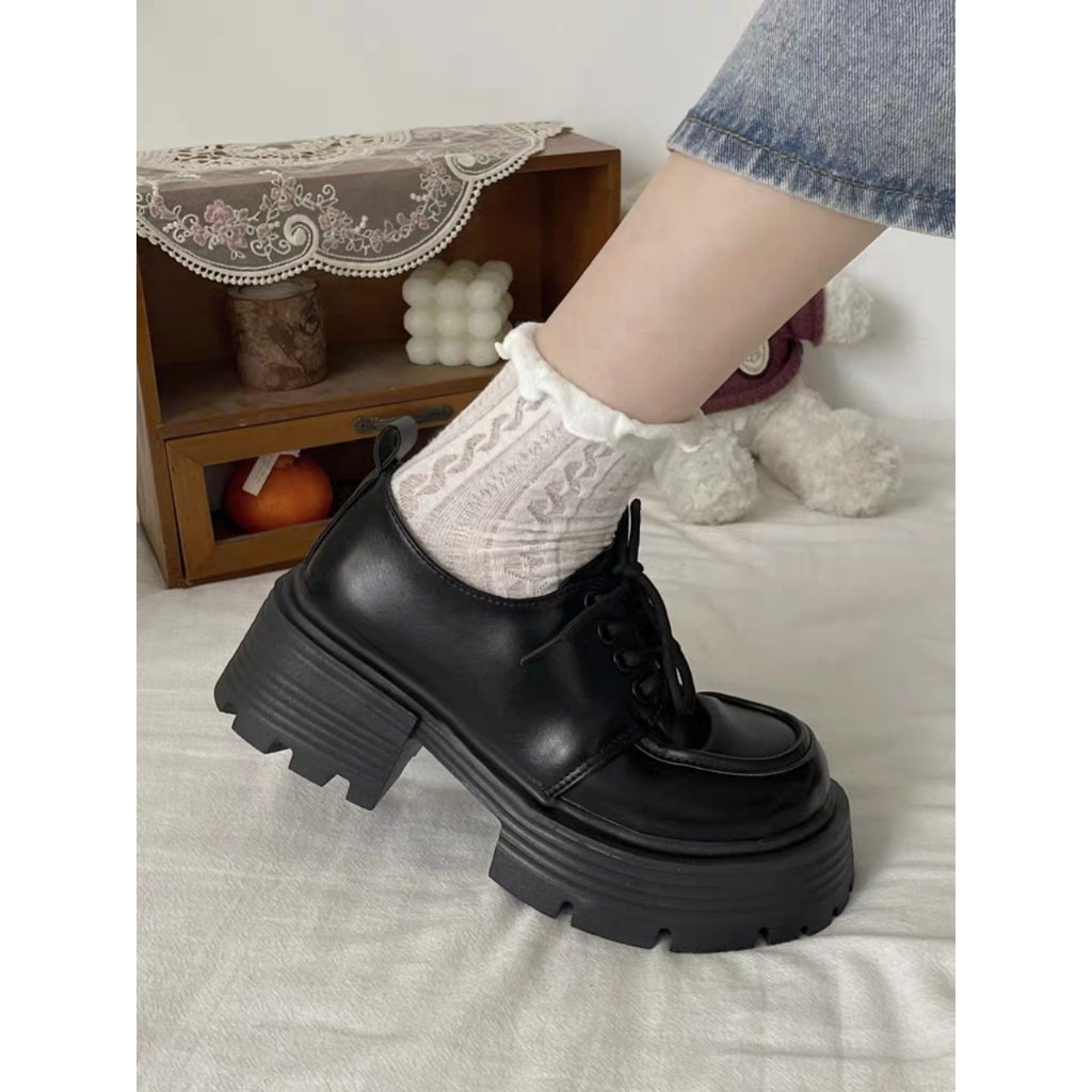 Giày LOLITA Nữ HOR BA Da Bóng, Da Lì phong cách Hàn quốc mary quai cài đế cao cá tính năng động mới hot đế cao