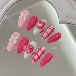 Móng úp thiết kế C805 đính charm gấu dâu Lotso dễ thương Cebi.nailbox