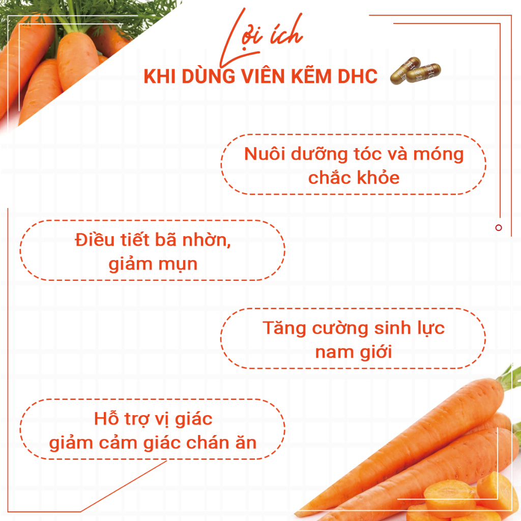 Combo 30 ngày gói viên uống biotin và kẽm Zinc DHC, thực phẩm chức năng nhật bản ngăn rụng tóc, kích thích mọc tóc.