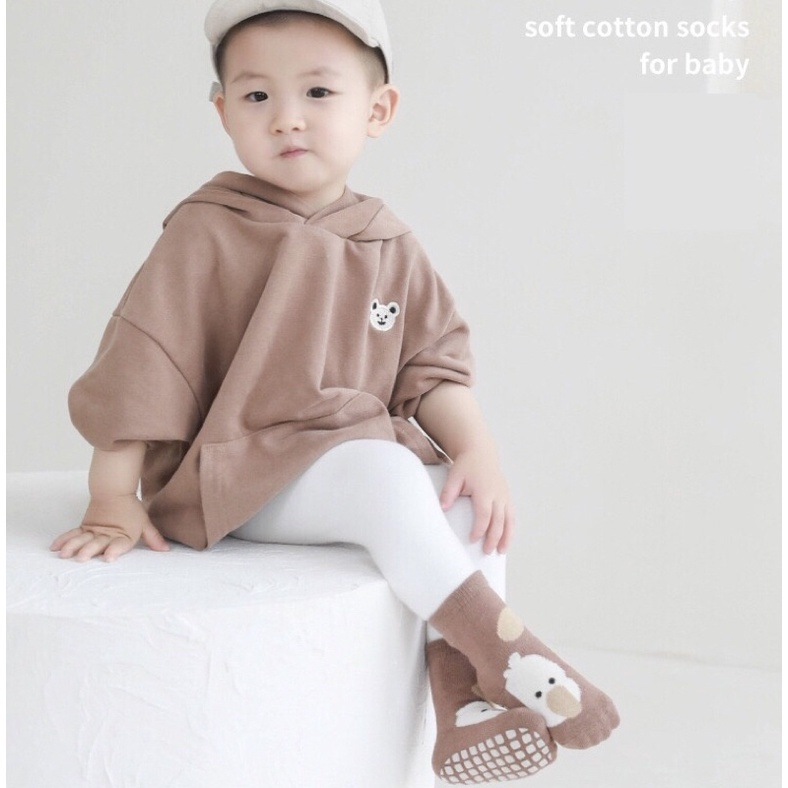 Giầy tất tập đi mã T58 cho bé trai bé gái màu nâu vitage Hàn Quốc quà tặng sinh nhật