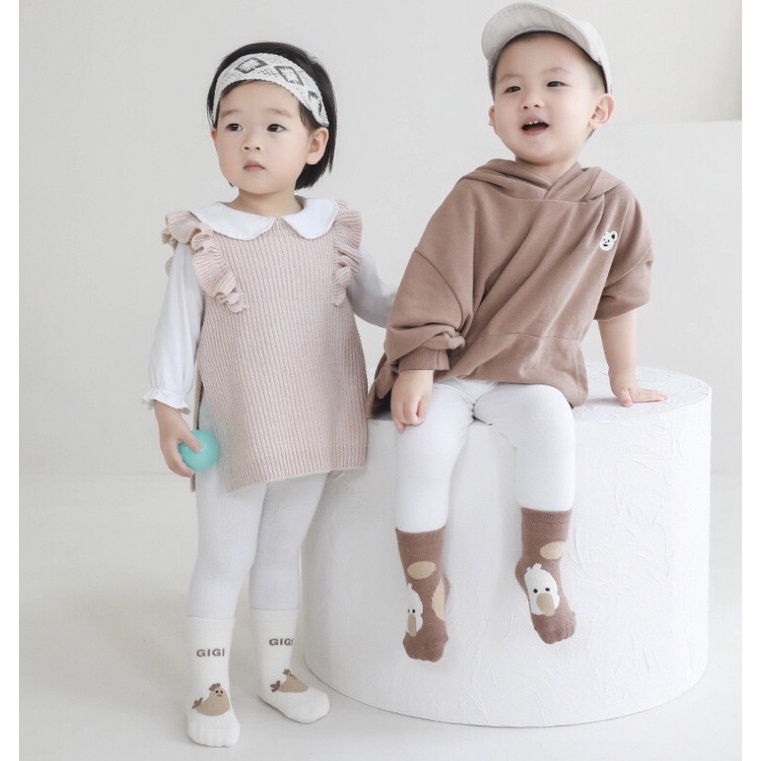 Giầy tất tập đi mã T58 cho bé trai bé gái màu nâu vitage Hàn Quốc quà tặng sinh nhật